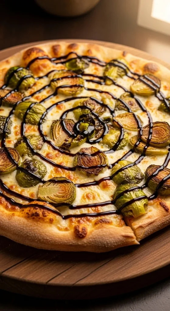 Caramelized Brussels Sprouts and Mozzarella Pizza