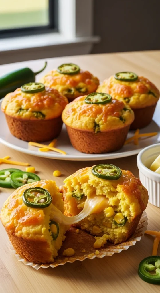 Cheesy Jalapeño Corn Muffins