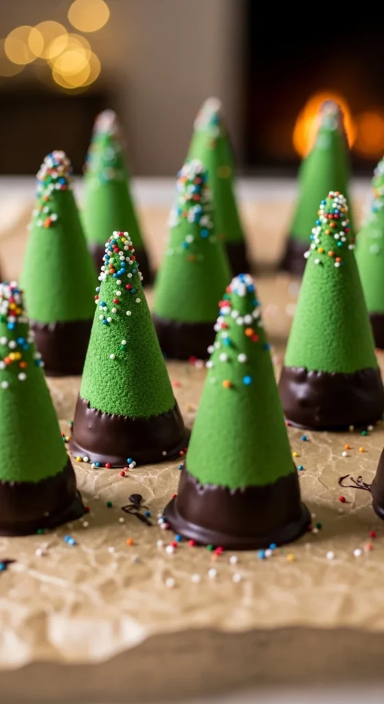 Chocolate-Dipped Rice Krispie Trees