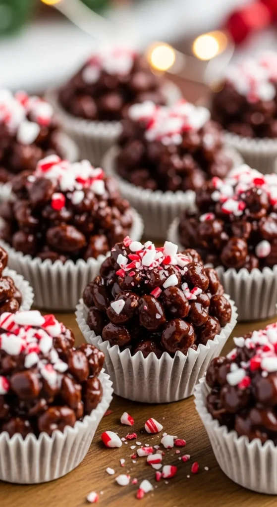 Chocolate Peppermint Krispie Cups