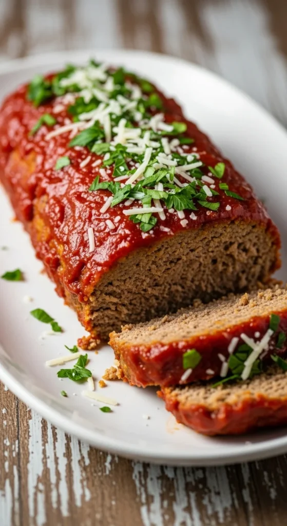 Garlic Parmesan Meatloaf with Tomato Glaze
