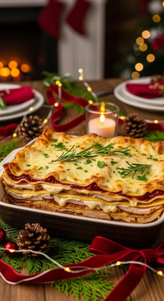 Holiday Lasagna with Cranberry Sauce