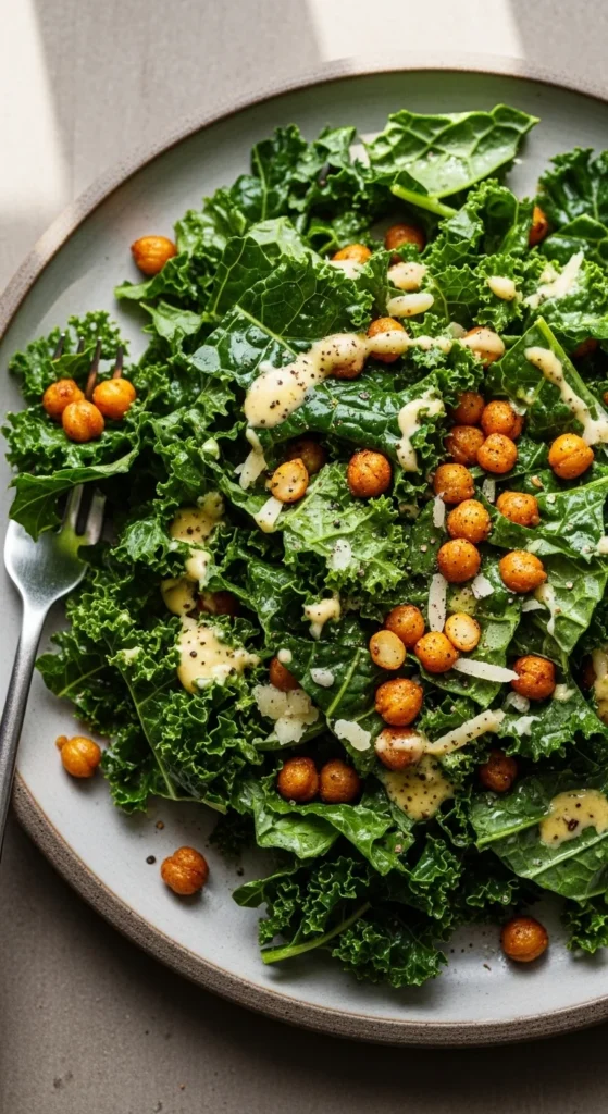 Kale Caesar with Crispy Chickpeas