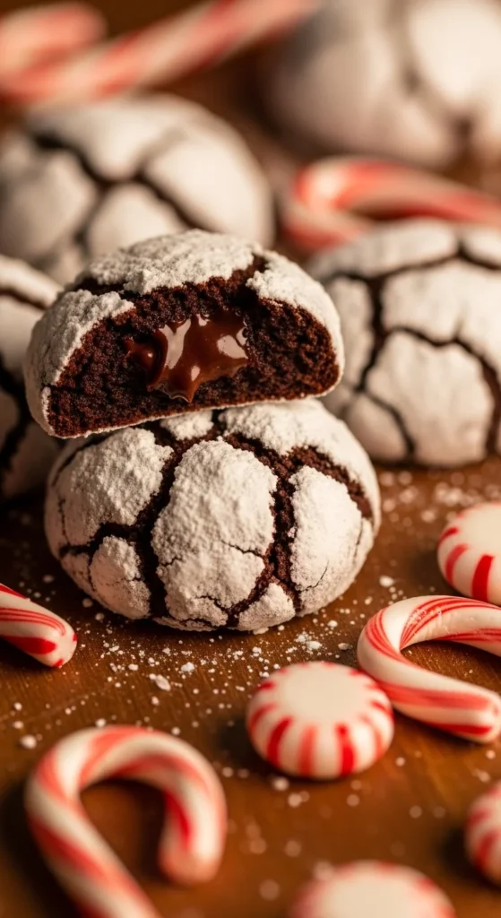 Peppermint Chocolate Crinkle Cookies