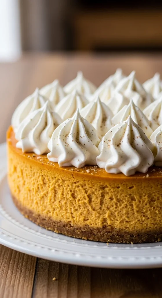 Pumpkin Cheesecake with Cinnamon Whipped Cream