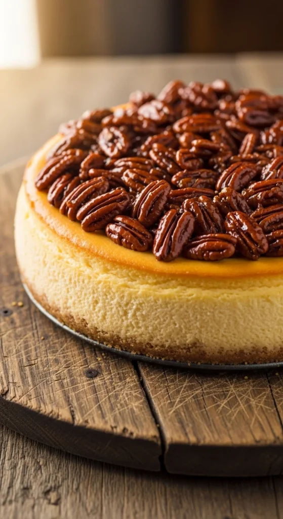 Pumpkin Cheesecake with Pecan Topping