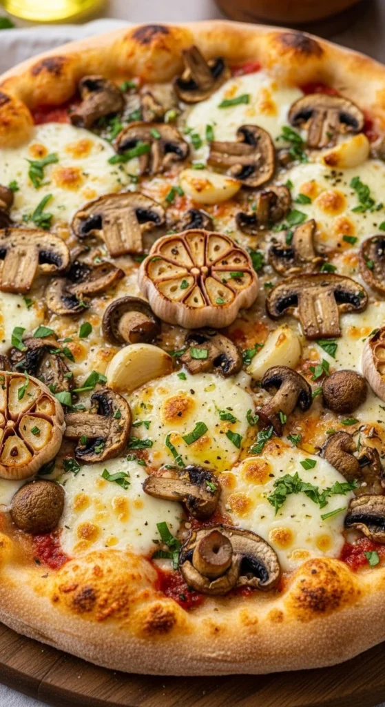 Roasted Garlic Mushroom Pizza