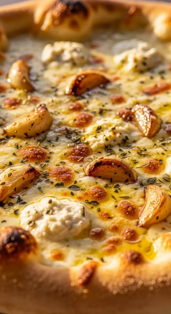  Roasted Garlic and Three-Cheese Pizza