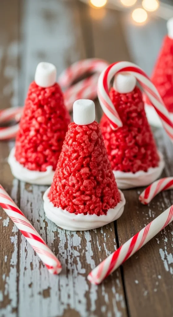 Santa Hat Rice Krispie Treats