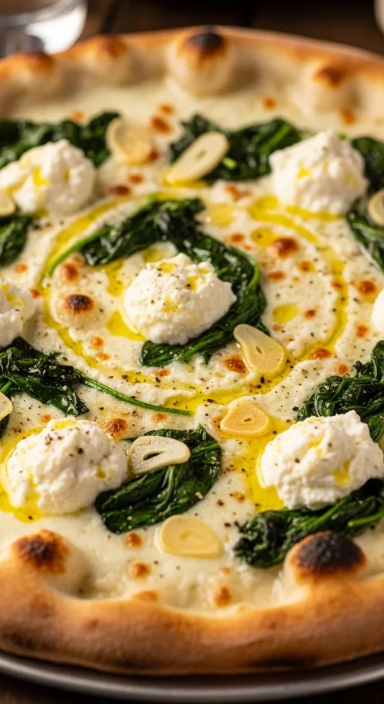 White Garlic Spinach Pizza