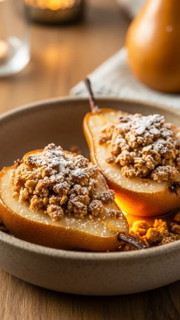 Baked Pears with Cinnamon Oats