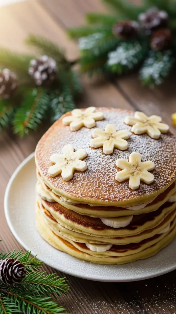 Banana Snowflake Pancakes