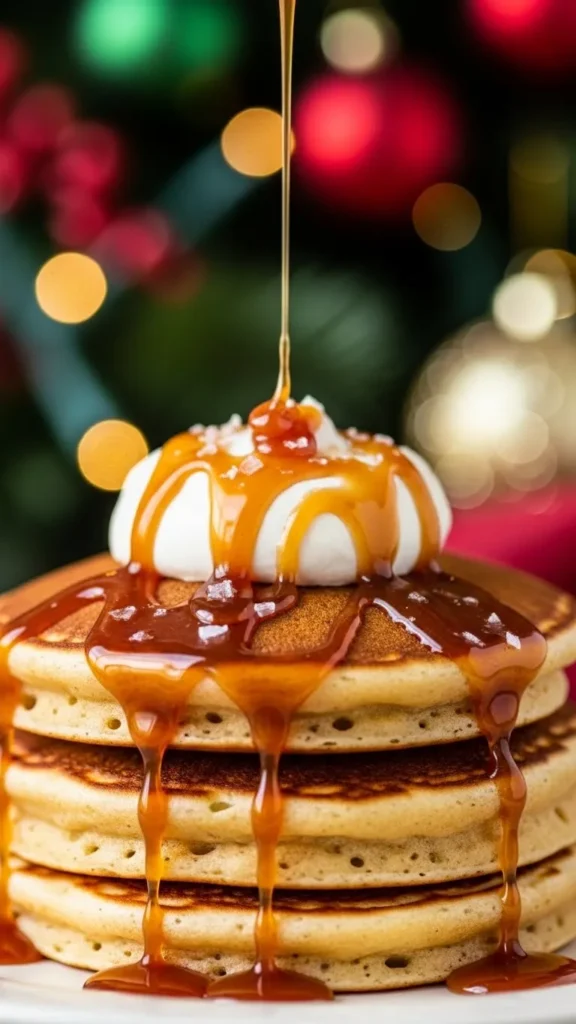 Caramel Drizzle Christmas Pancakes