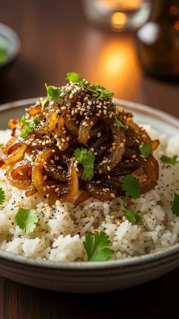 Caramelized Onion Christmas Rice