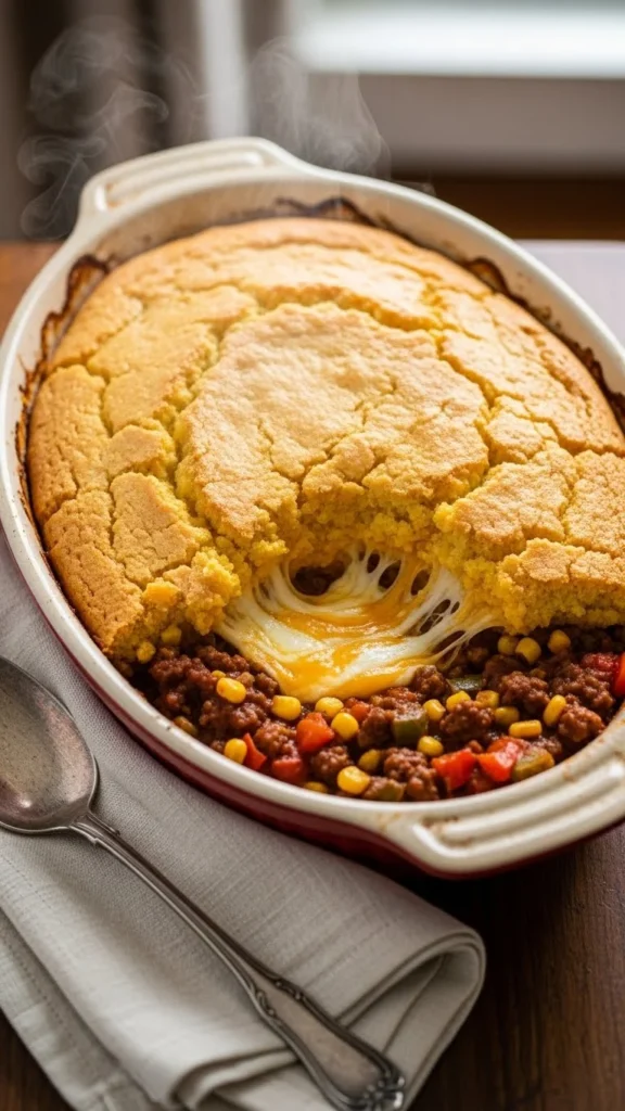 Cheesy Chicken and Cornbread Casserole