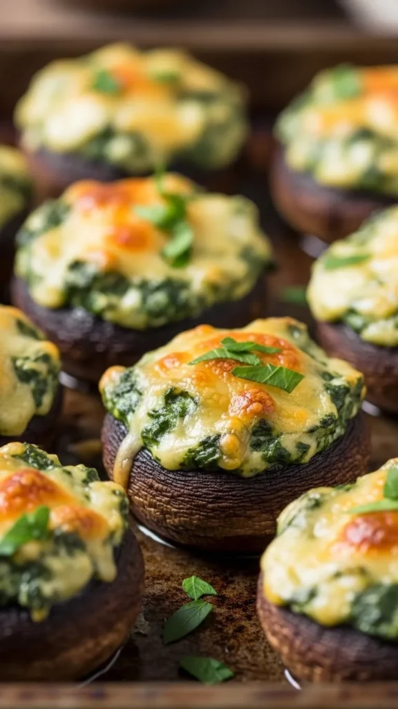 Cheesy Spinach Stuffed Mushrooms