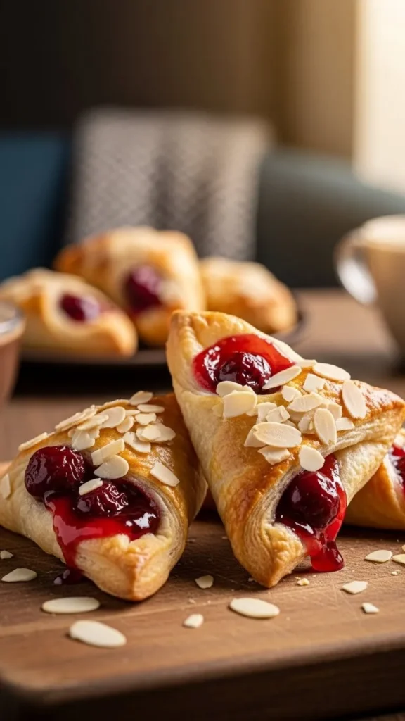 Cherry Almond Pastry Triangles