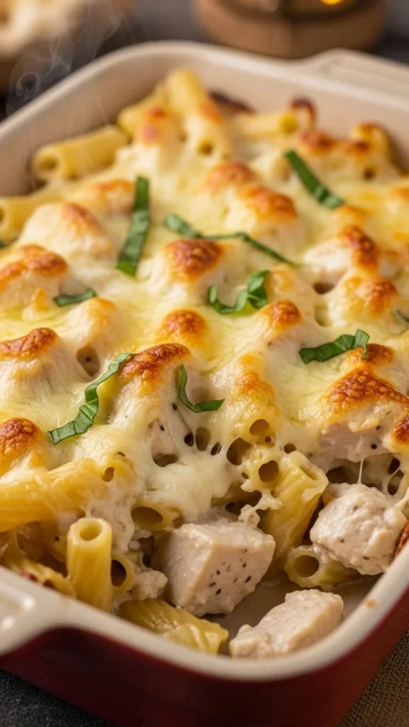 Chicken Alfredo Baked Pasta