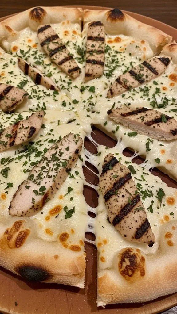 Chicken Alfredo Christmas Pizza