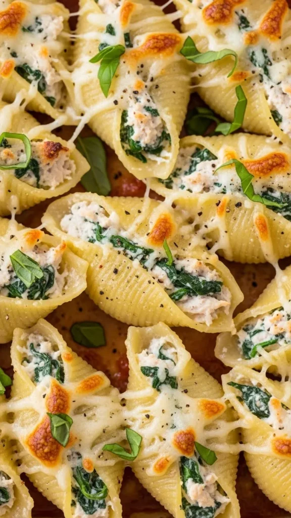 Chicken & Spinach Stuffed Shell Bake