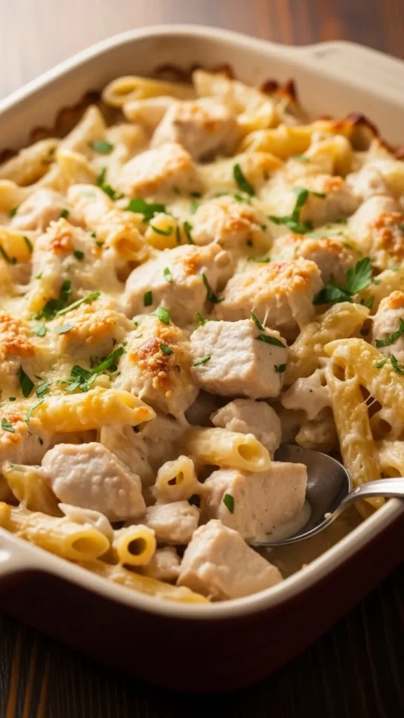 Chicken & Veggie Alfredo Bake