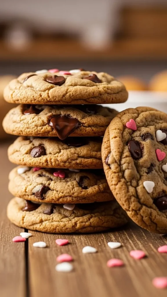 Chocolate Chip Valentine Cookies