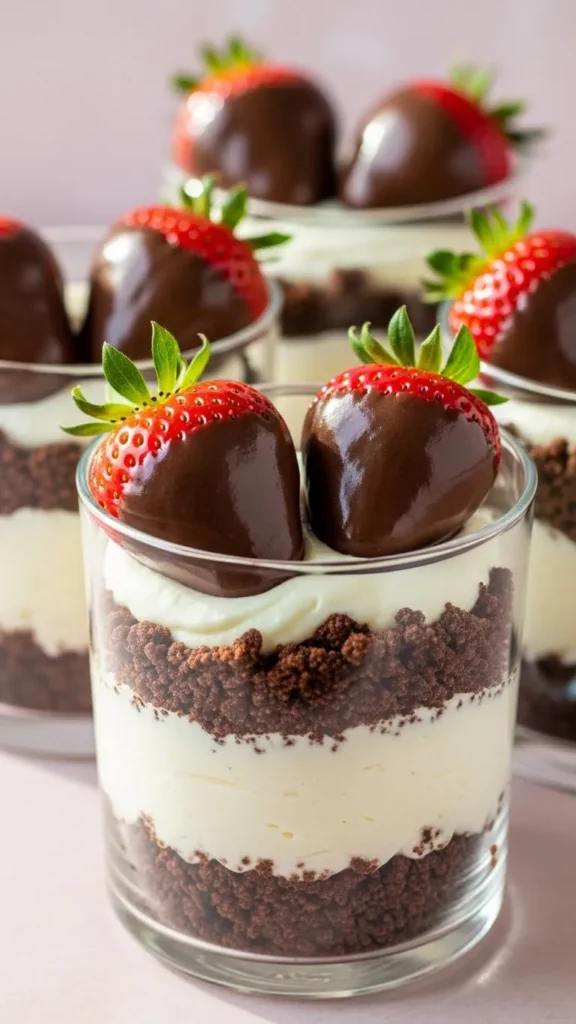 Chocolate Covered Strawberry Cheesecake Cups