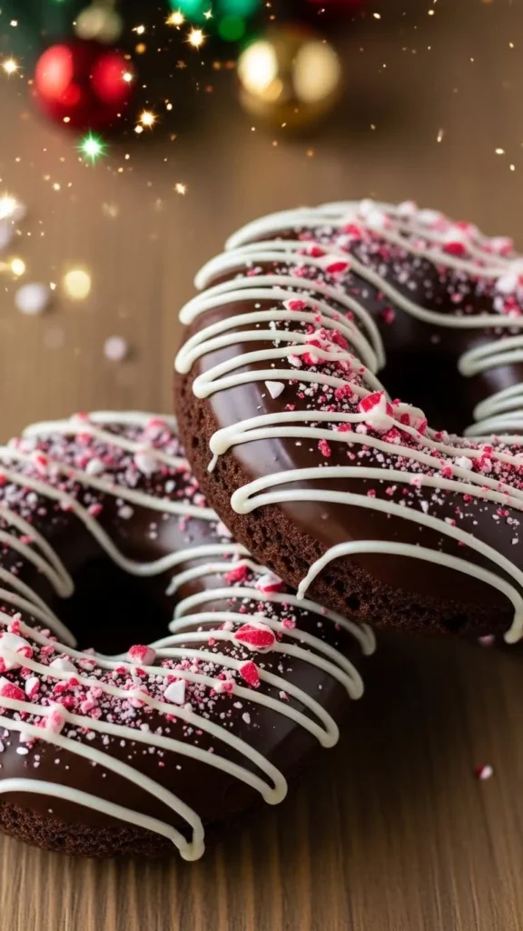 Chocolate Peppermint Bark Donuts