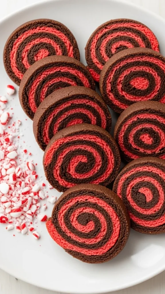 Chocolate Peppermint Pinwheel Cookies