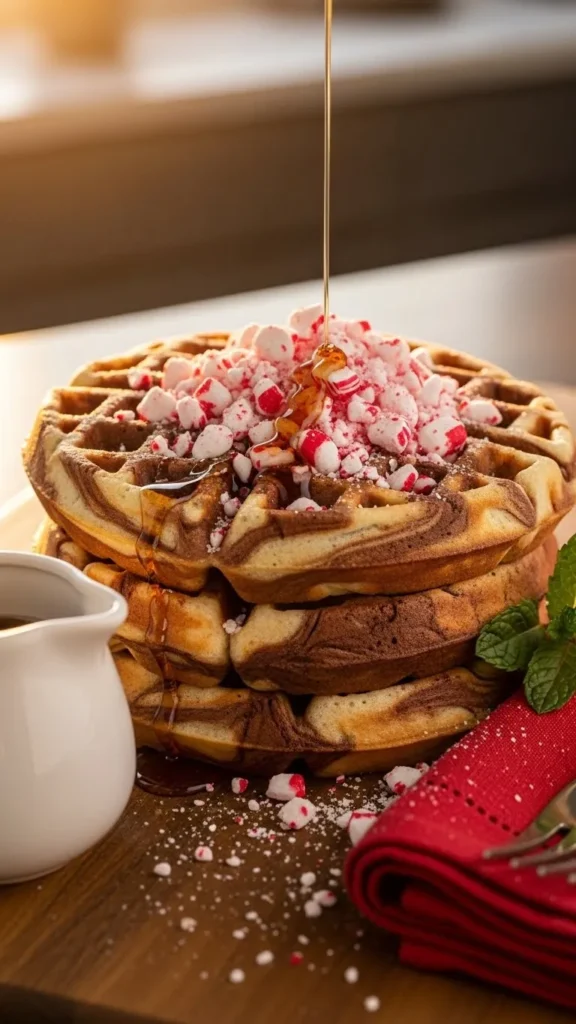 Chocolate Peppermint Swirl Waffles