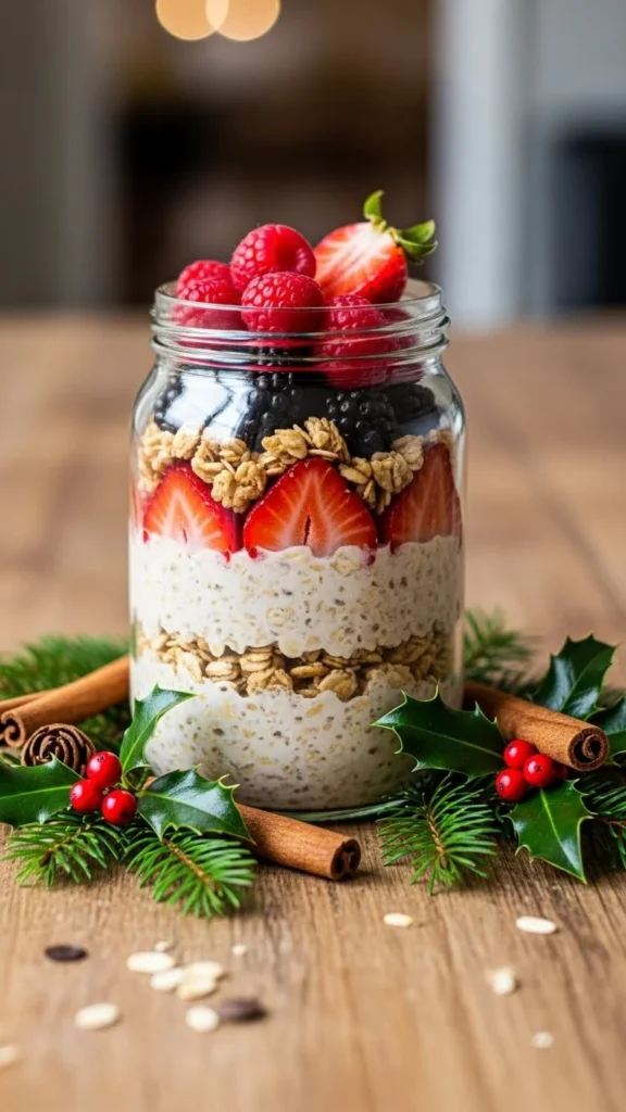 Christmas Berry Overnight Oats
