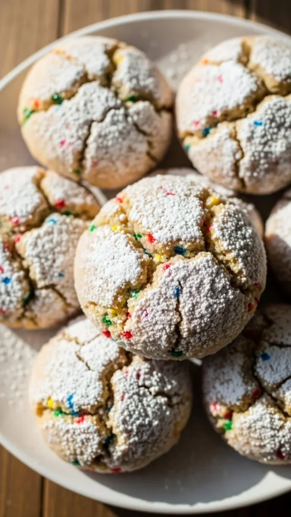 Christmas Confetti Crinkle Cookies