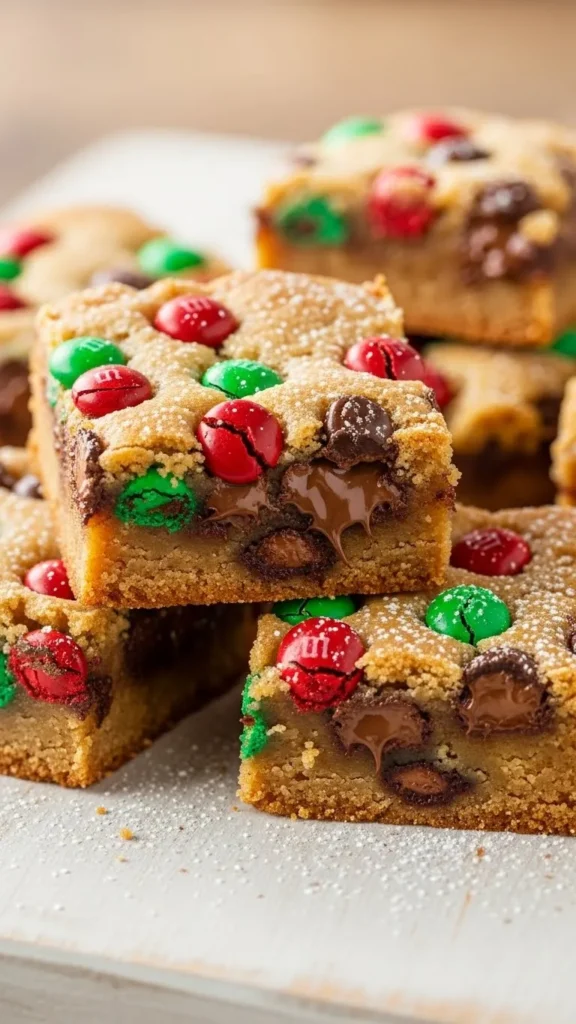 Christmas M&M Cookie Bars