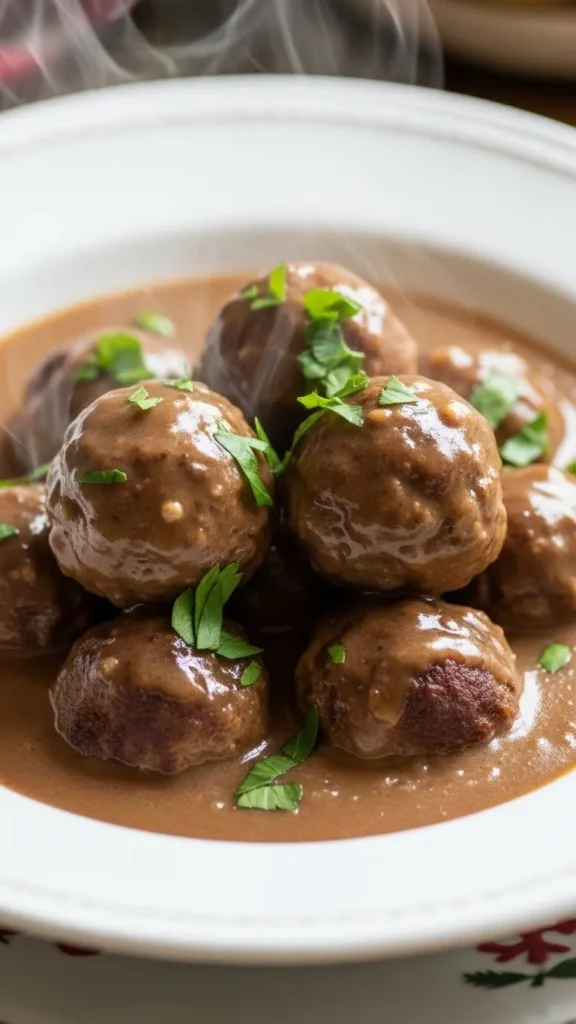Christmas Meatballs in Savory Gravy
