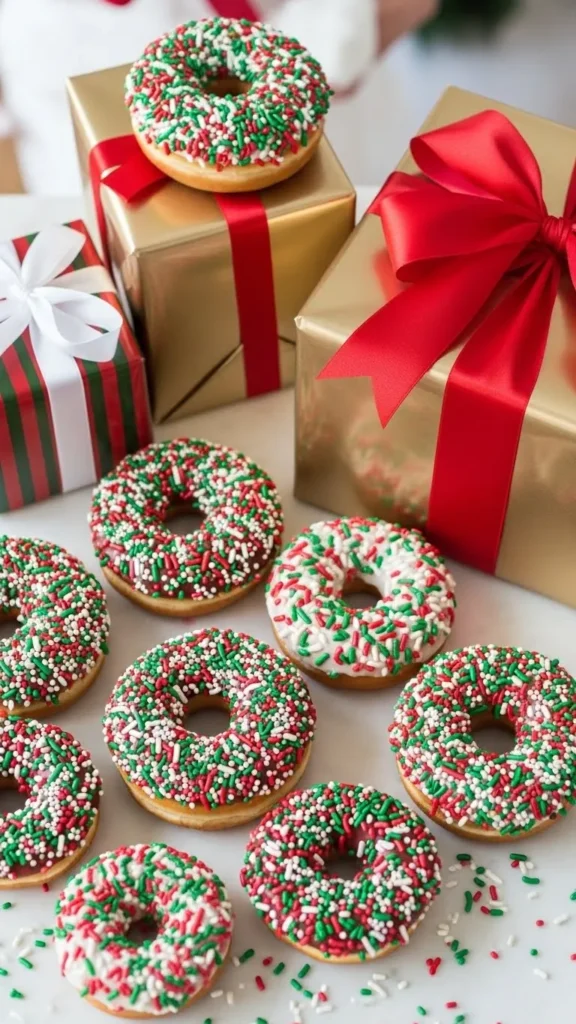 Christmas Sprinkle Donuts