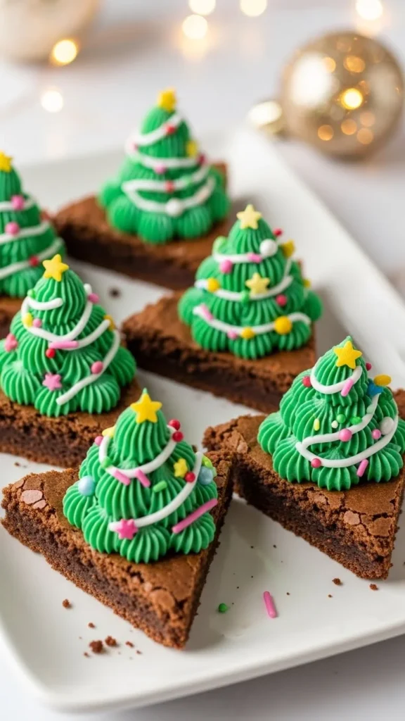 Christmas Tree Brownie Bites