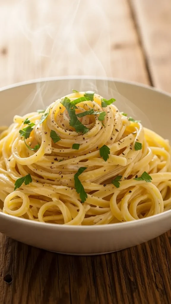 Creamy Garlic Parmesan Christmas Fettuccine