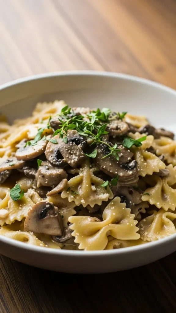 Creamy Holiday Mushroom Bowtie Pasta