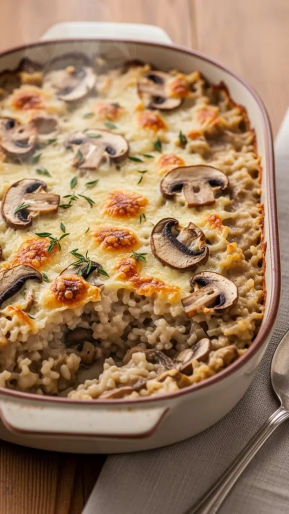 Creamy Mushroom & Rice Bake