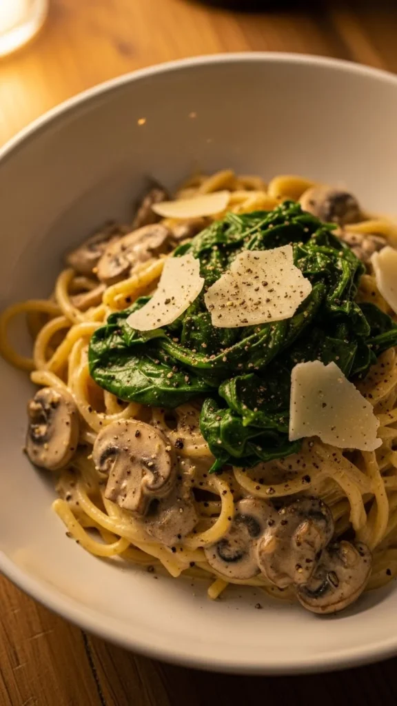 Creamy Mushroom & Spinach Pasta