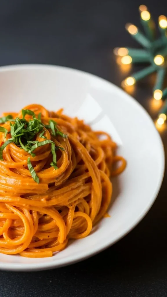 Creamy Roasted Red Pepper Christmas Pasta