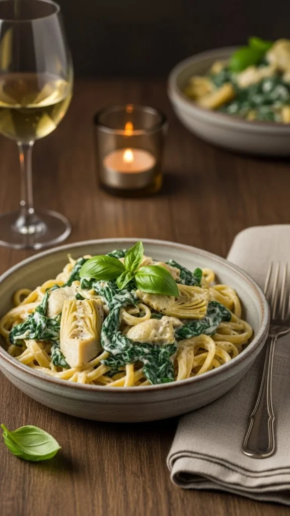 Creamy Spinach Artichoke Pasta