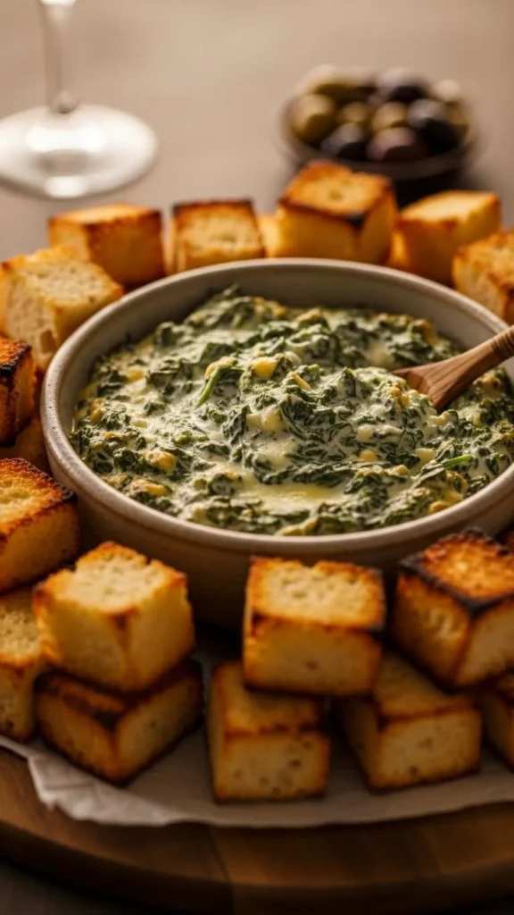 Creamy Spinach Dip with Bread Bites