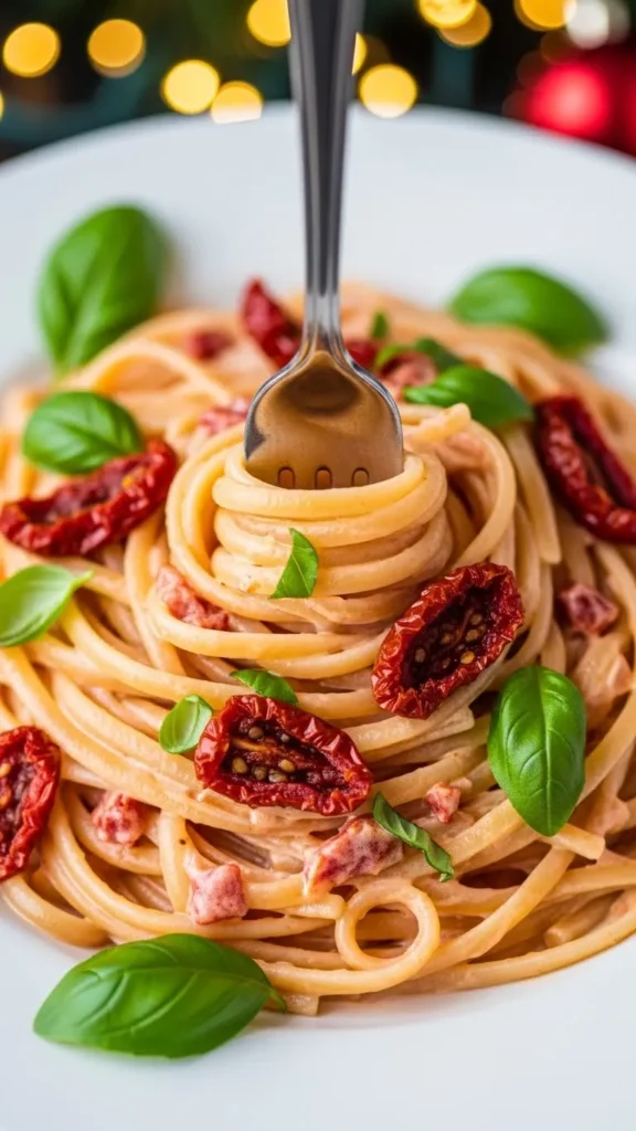 Creamy Sun-Dried Tomato Christmas Linguine