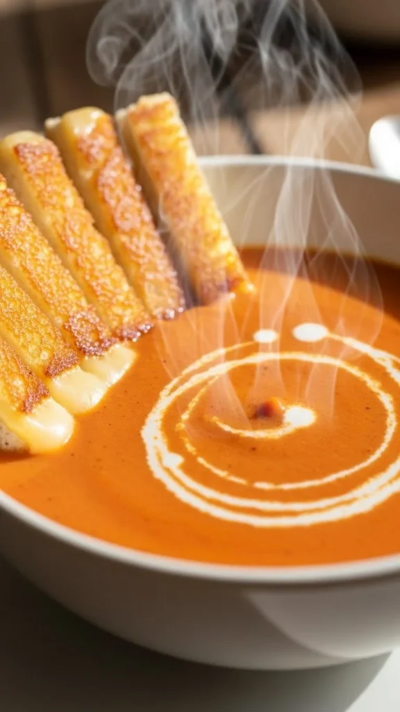 Creamy Winter Tomato Soup with Grilled Cheese Dippers