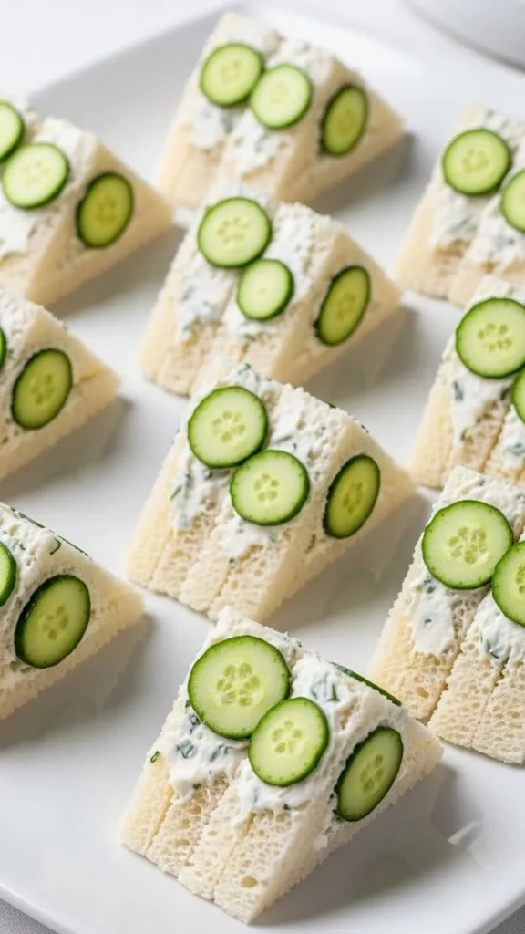 Cucumber Cream Cheese Christmas Tea Sandwiches