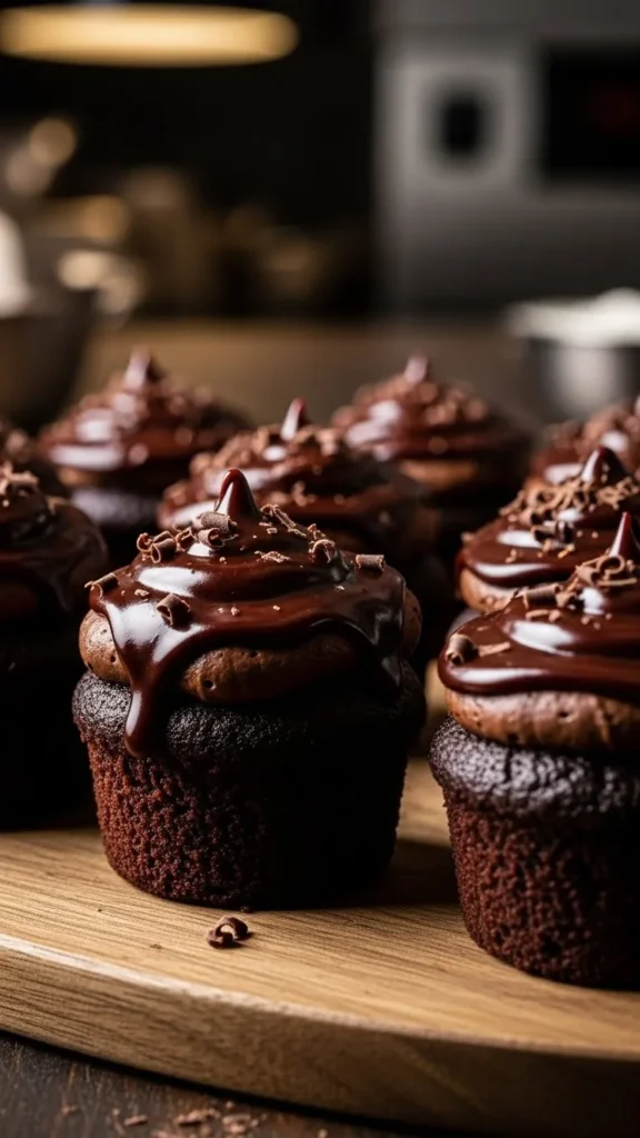 Dark Chocolate Fudge Cupcakes