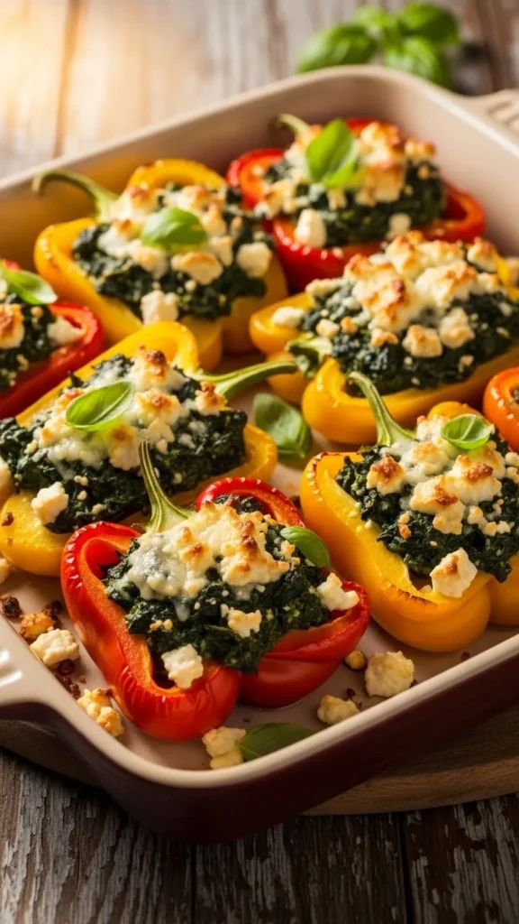 Gluten-Free Spinach Feta Stuffed Peppers