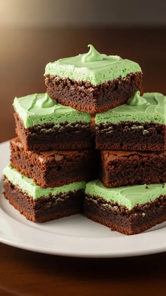 Green Frosted Brownie Squares