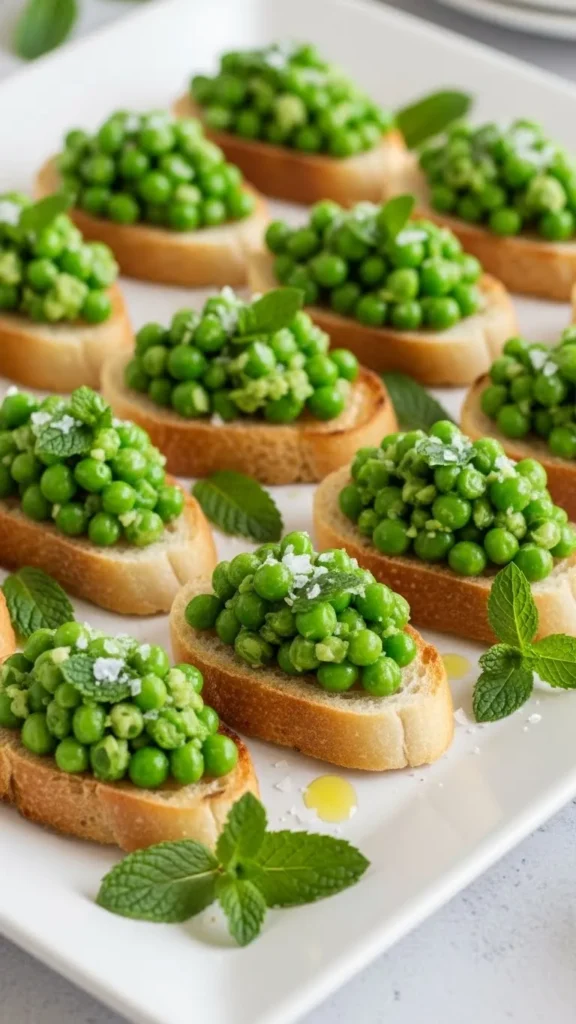 Green Pea and Mint Crostini